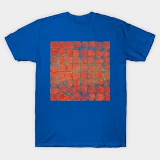 Red berries on blue grid T-Shirt